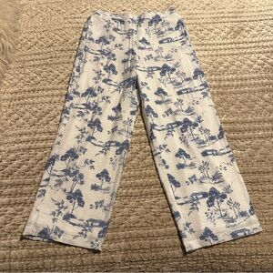 Versona blue and white patterned pants.